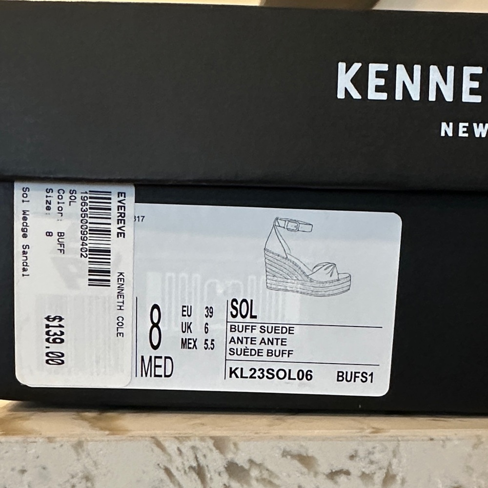 Kenneth Cole Women’s SOL Espadrille Wedges in Buff Suede-Size 8 - Picture 6 of 7
